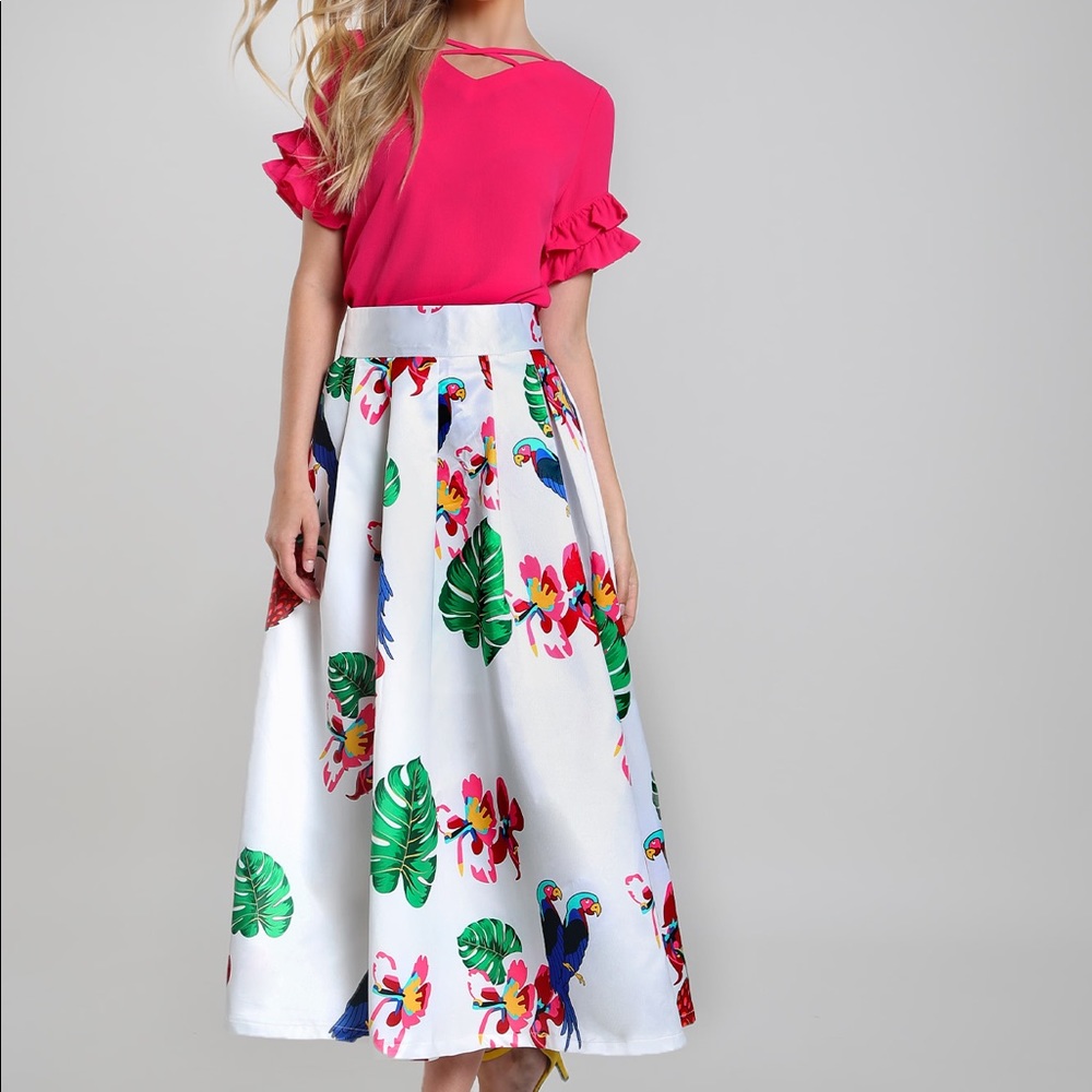 🇺🇸⚡️🏆HP🆕Tropical Pleated maxi skirt😍 - Picture 2 of 7
